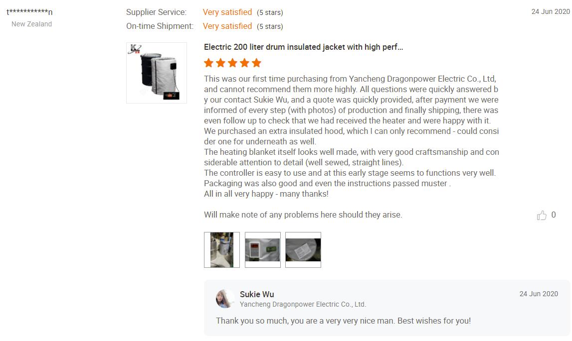 drum heater feedback from DragonPower customer 10