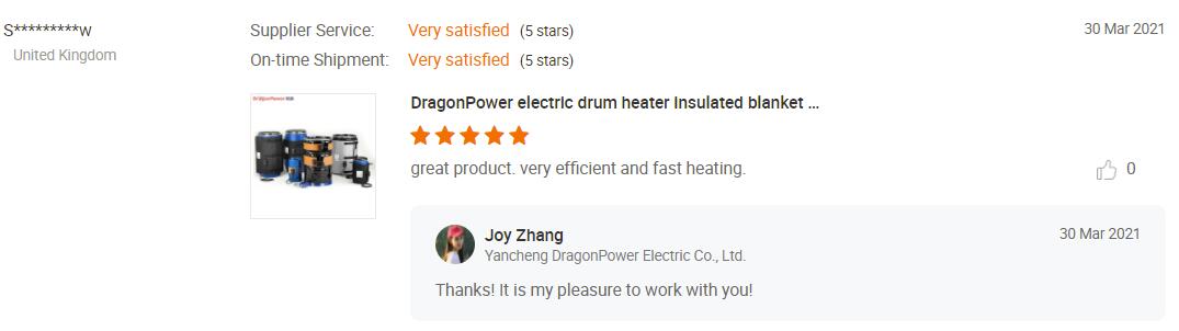 drum heater feedback from DragonPower customer 2