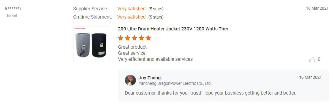 drum heater feedback from DragonPower customer 3